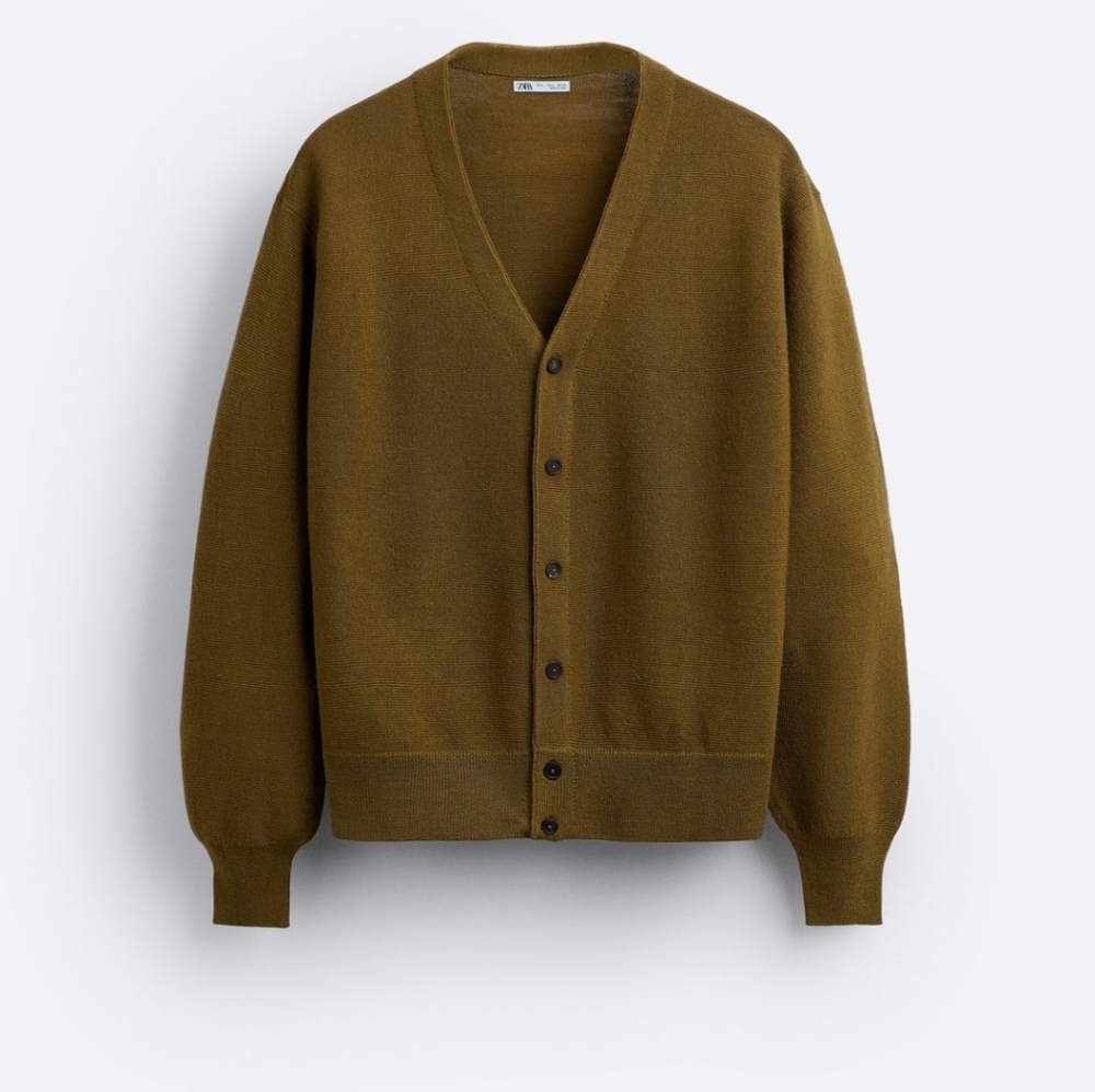 Zara Men's Tan Cardigan Sweater